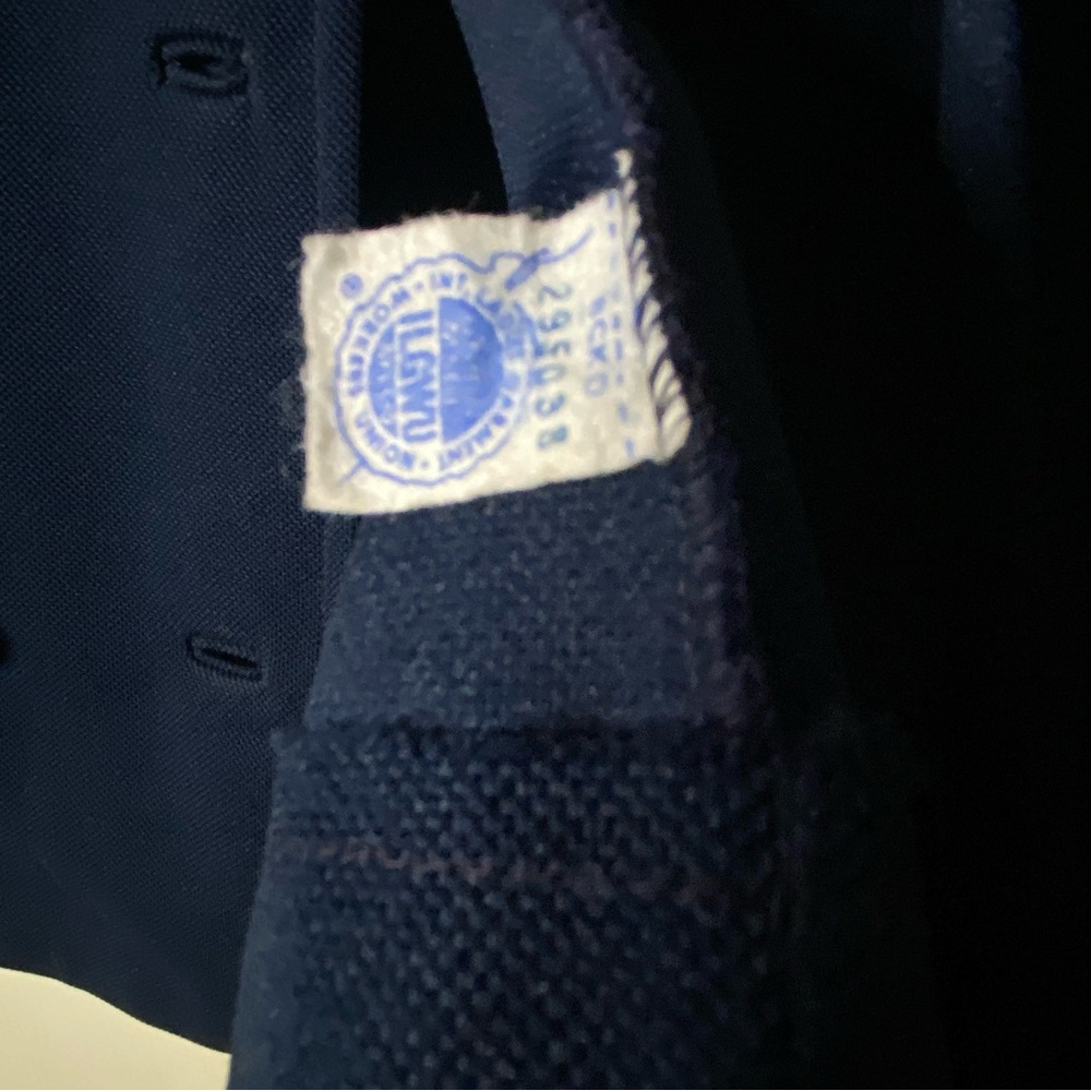 60s vtg BUTTE KNIT Navy Blue Double-Breasted Coat Dress - Picture 11 of 11